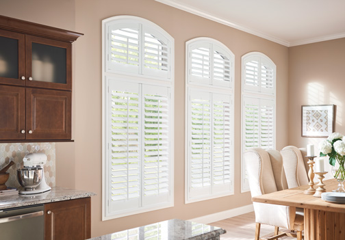 White Horse Arch Top Plantation Shutters